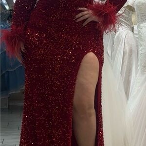 Elegant Red Sequin Gown